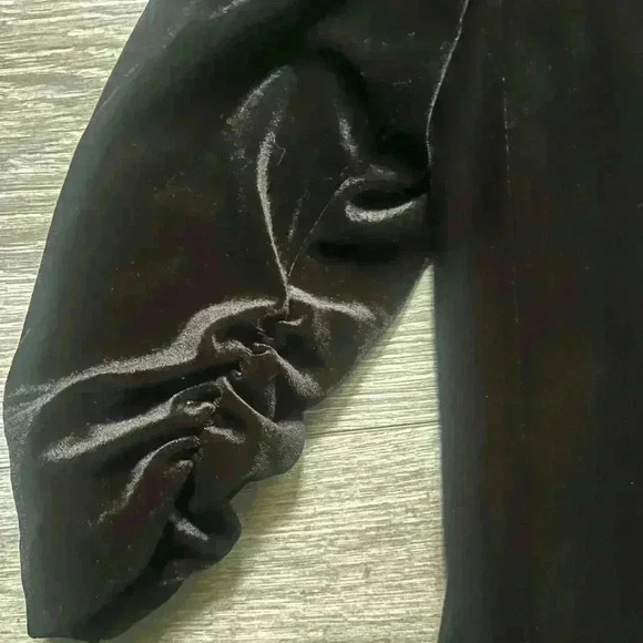 Autres Filles Velvet Velour Black Open Ruched 3/4 Sleeve Blazer Size M - Picture 3 of 8